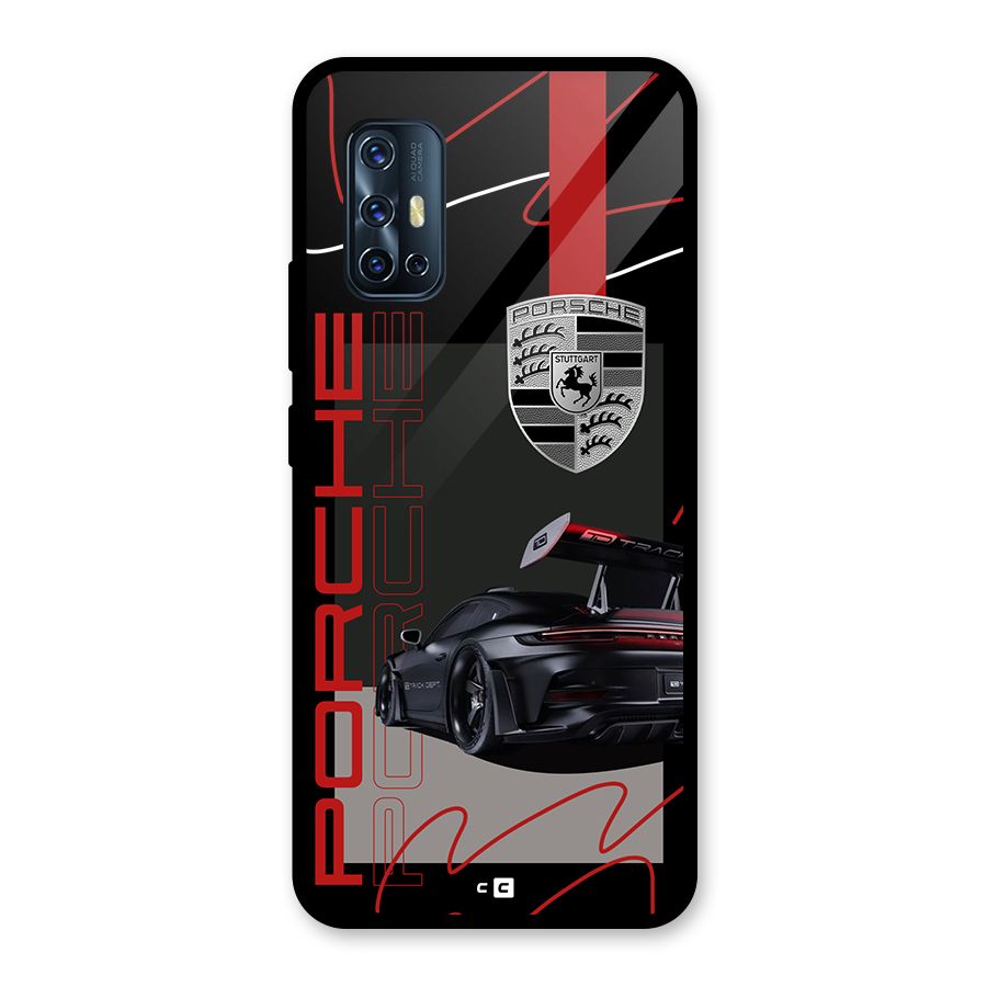Classy Black Supercar Glass Back Case for Vivo V17