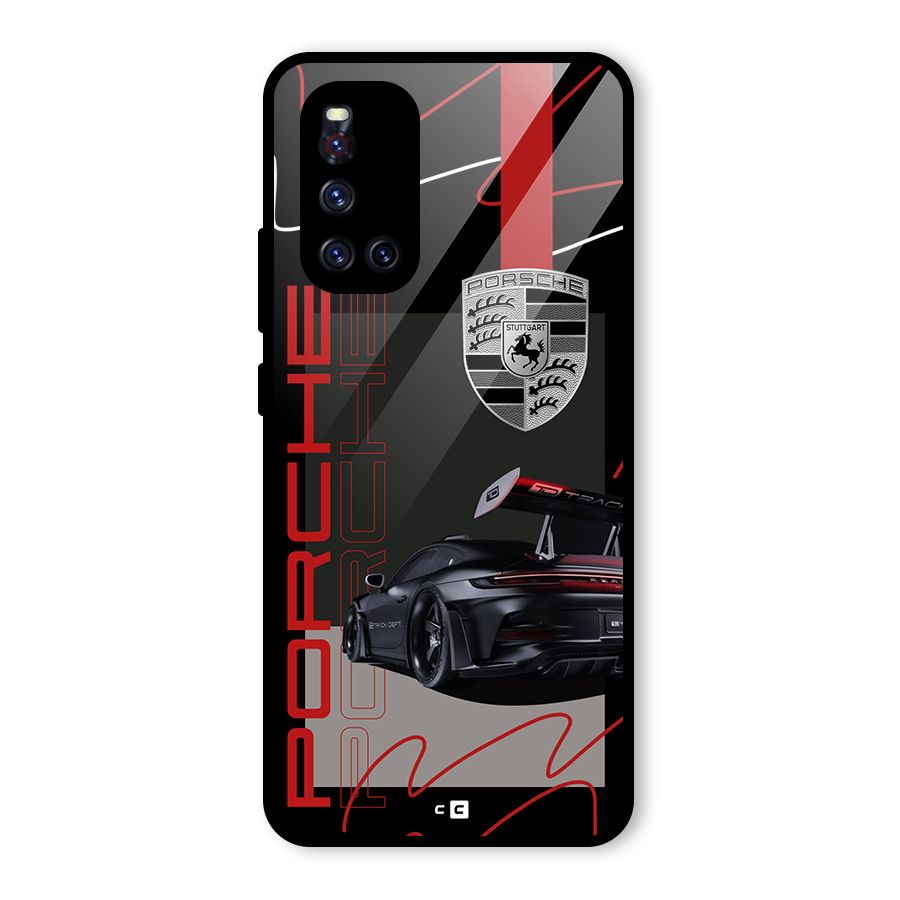 Classy Black Supercar Glass Back Case for Vivo V19