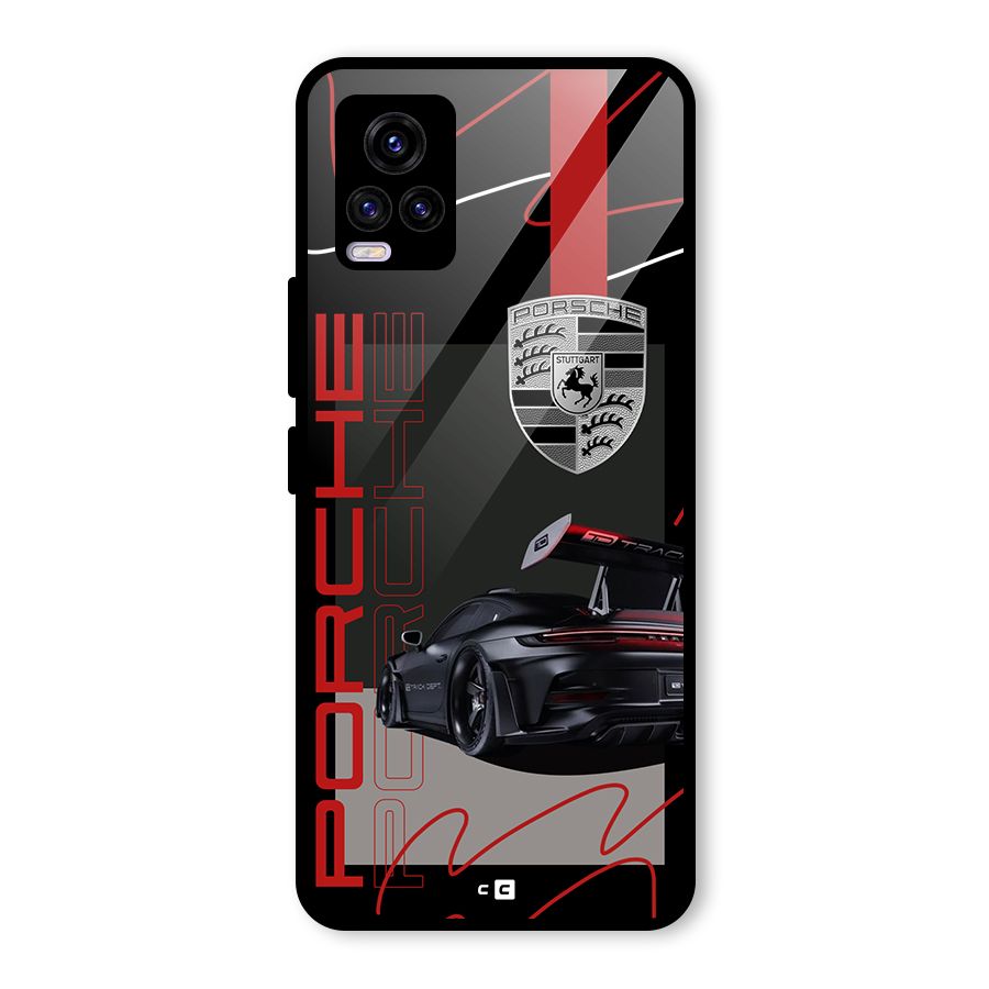 Classy Black Supercar Glass Back Case for Vivo V20