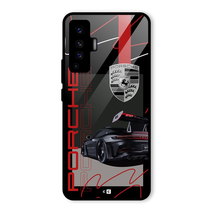 Classy Black Supercar Glass Back Case for Vivo X50