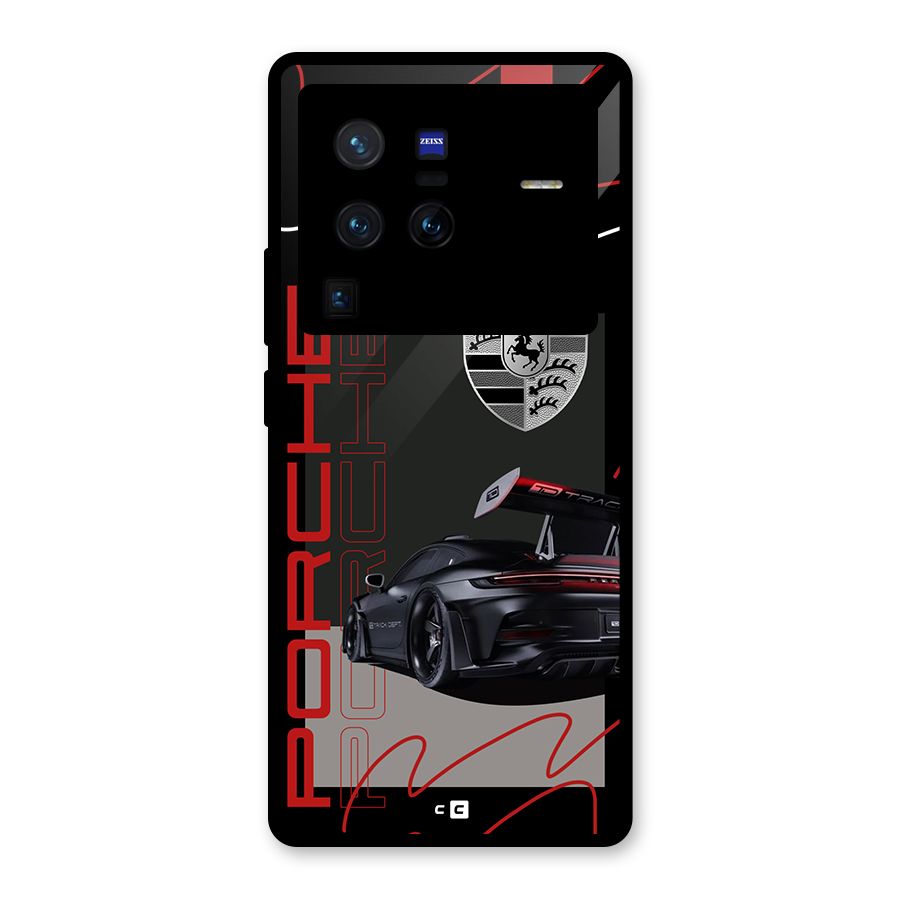 Classy Black Supercar Glass Back Case for Vivo X80 Pro