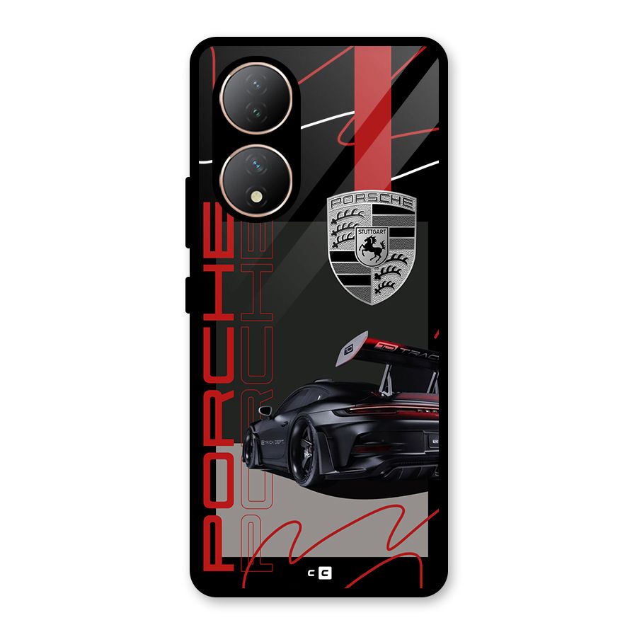 Classy Black Supercar Glass Back Case for Vivo Y100