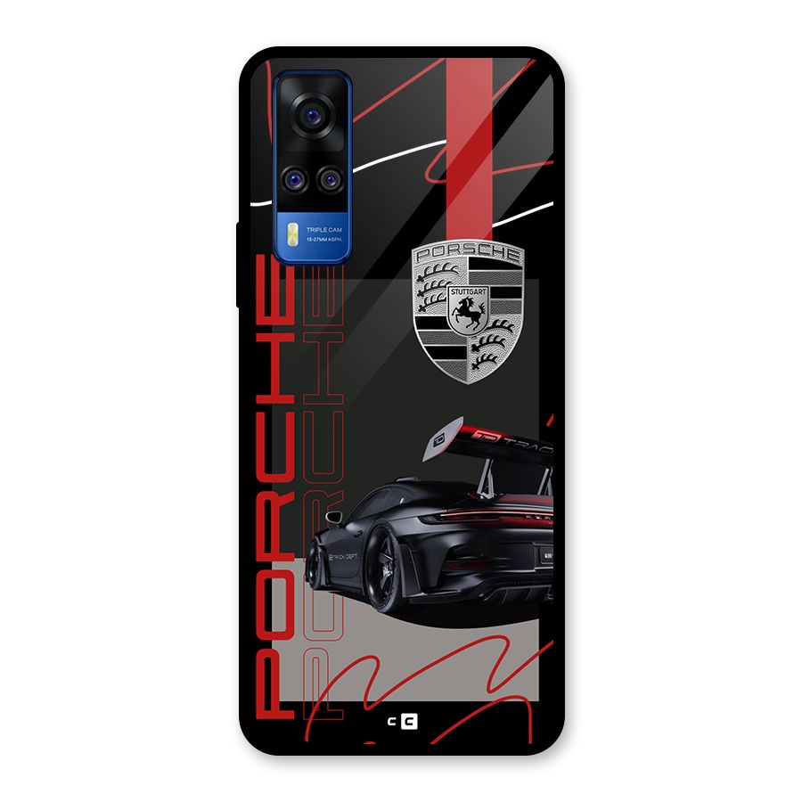 Classy Black Supercar Glass Back Case for Vivo Y31