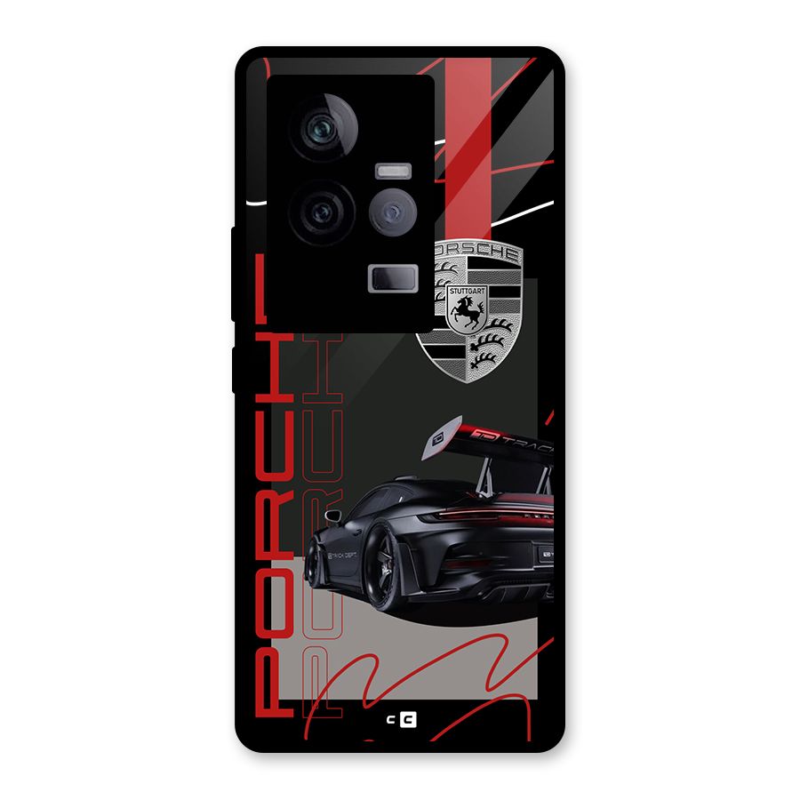 Classy Black Supercar Glass Back Case for Vivo iQOO 11 5G