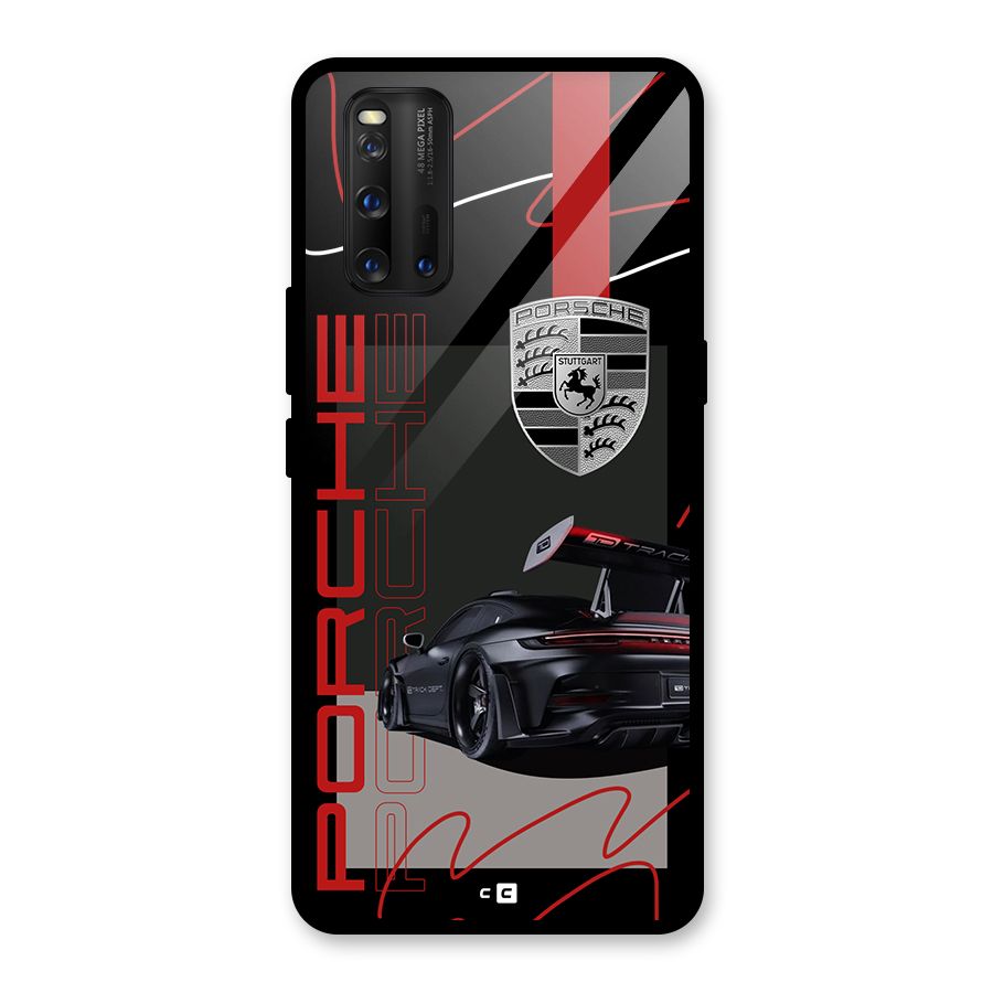 Classy Black Supercar Glass Back Case for Vivo iQOO 3