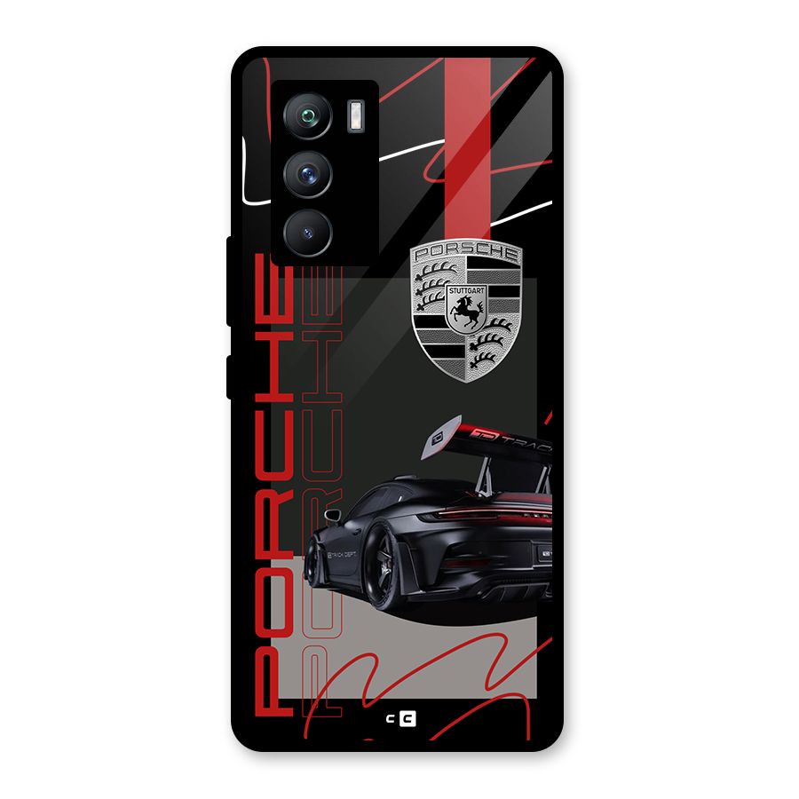 Classy Black Supercar Glass Back Case for Vivo iQOO 9 SE