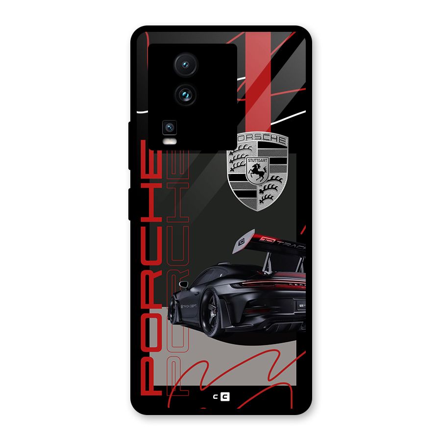 Classy Black Supercar Glass Back Case for Vivo iQOO Neo 7