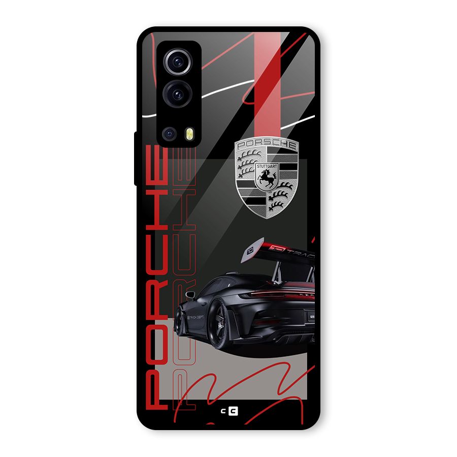 Classy Black Supercar Glass Back Case for Vivo iQOO Z3