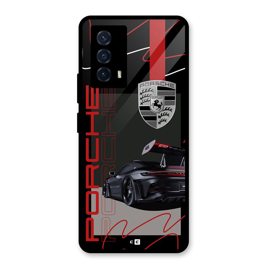Classy Black Supercar Glass Back Case for Vivo iQOO Z5