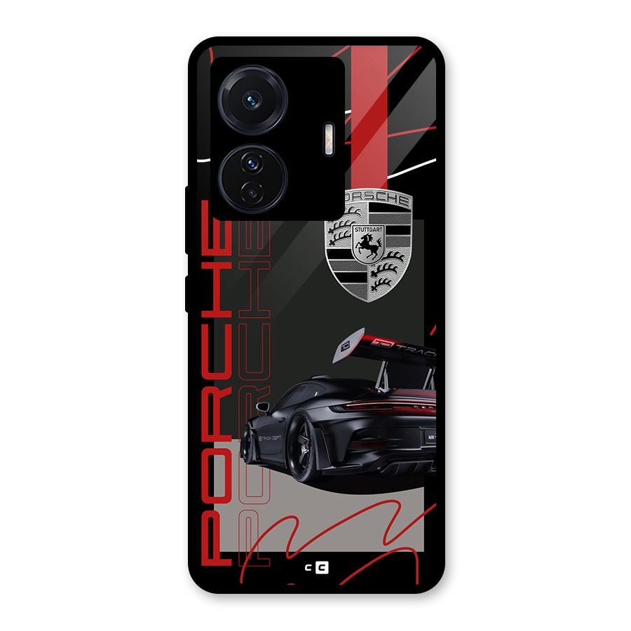 Classy Black Supercar Glass Back Case for Vivo iQOO Z6 Pro