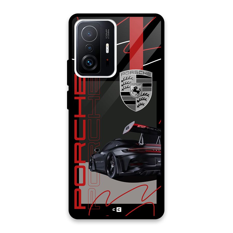 Classy Black Supercar Glass Back Case for Xiaomi 11T Pro