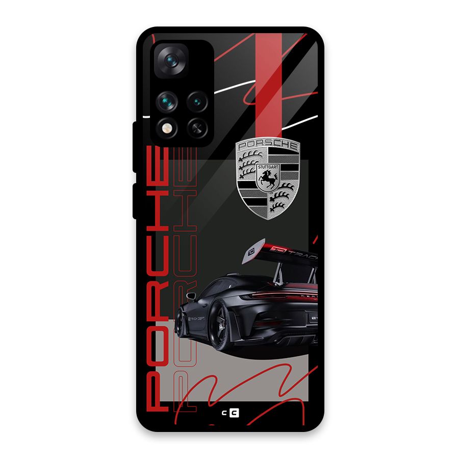 Classy Black Supercar Glass Back Case for Xiaomi 11i HyperCharge 5G