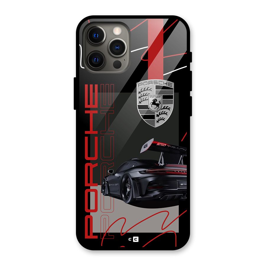 Classy Black Supercar Glass Back Case for iPhone 12 Pro Max