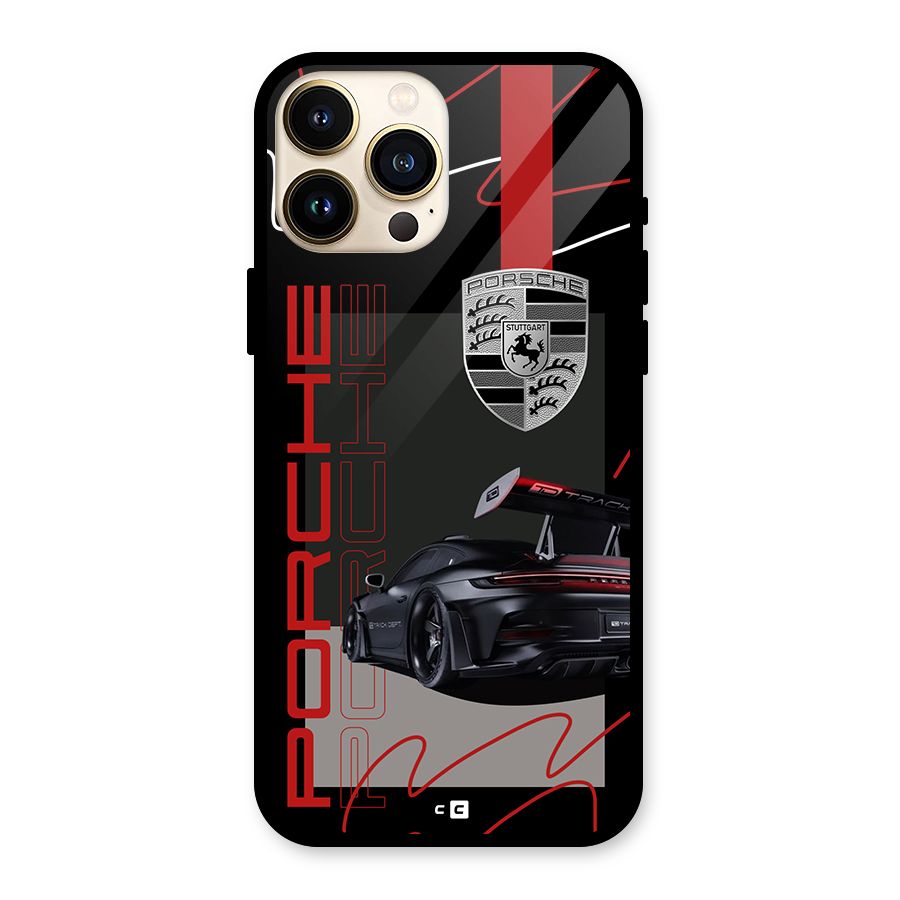 Classy Black Supercar Glass Back Case for iPhone 13 Pro Max