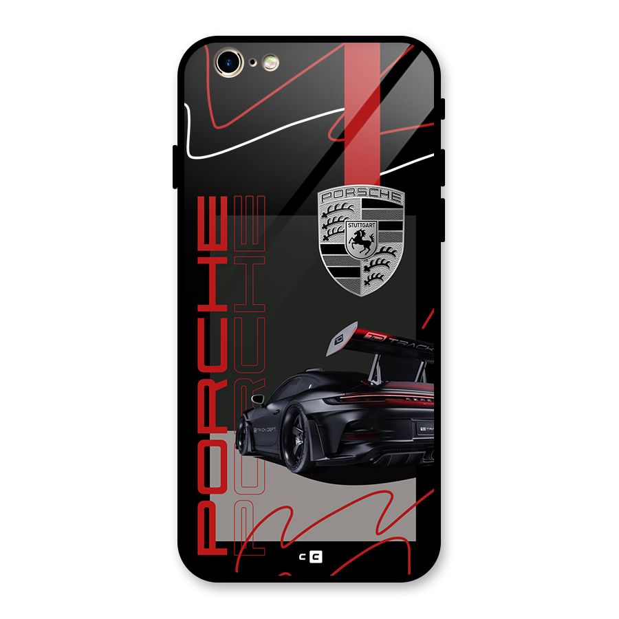 Classy Black Supercar Glass Back Case for iPhone 6 6S
