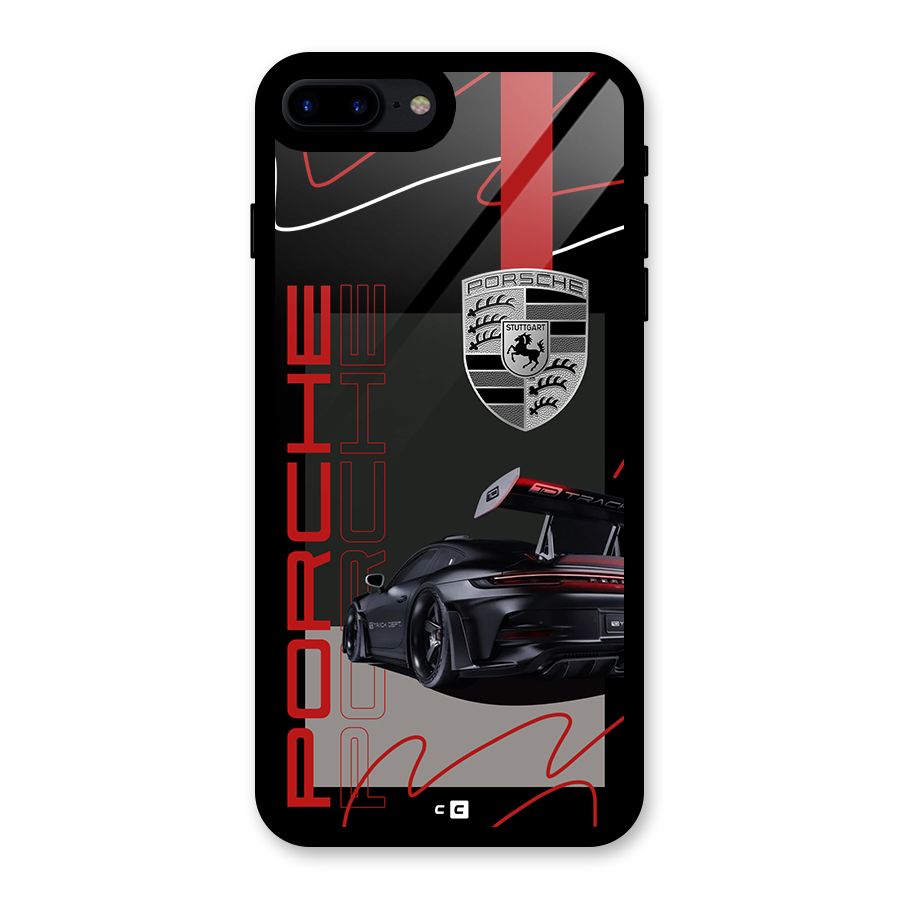 Classy Black Supercar Glass Back Case for iPhone 8 Plus