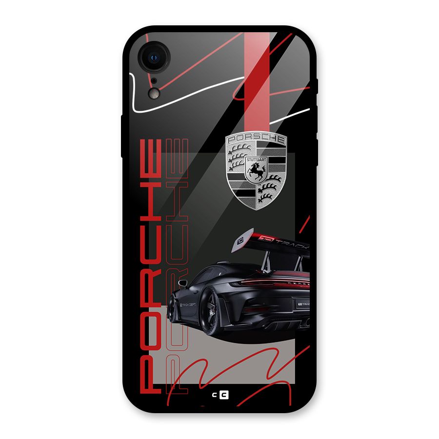Classy Black Supercar Glass Back Case for iPhone XR