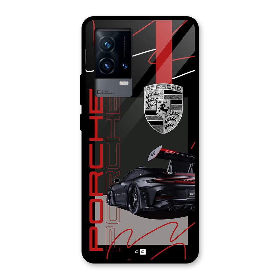 Classy Black Supercar Glass Back Case for iQOO 9 5G