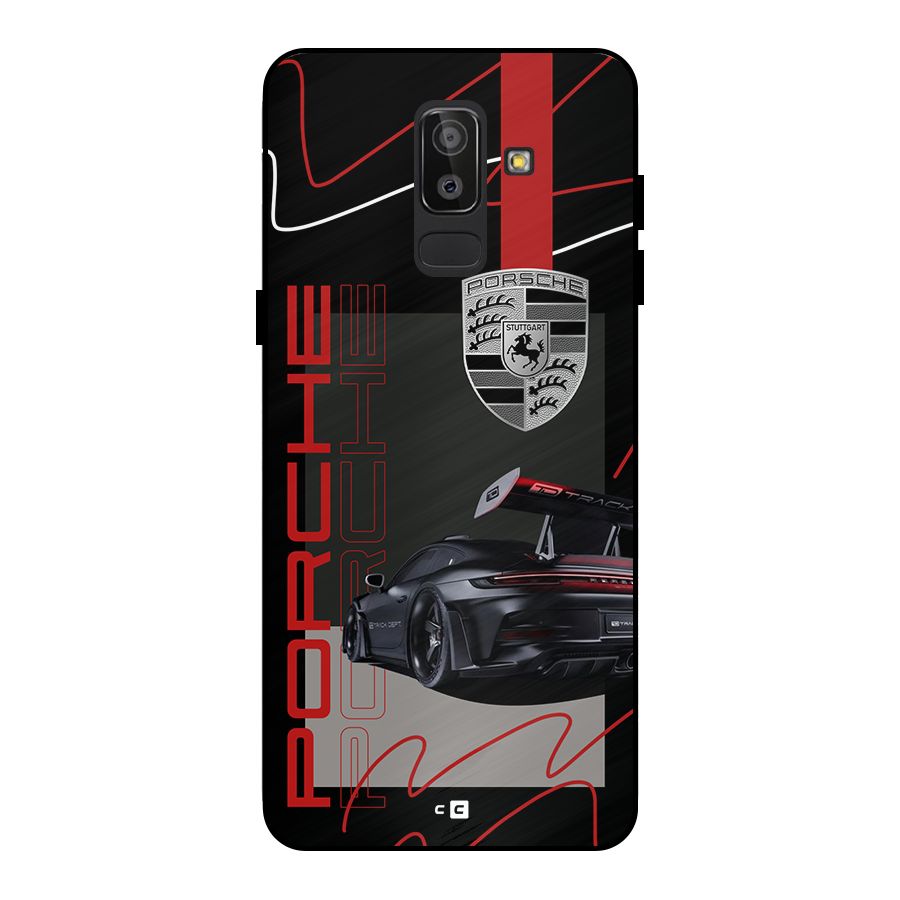 Classy Black Supercar Metal Back Case for Galaxy J8