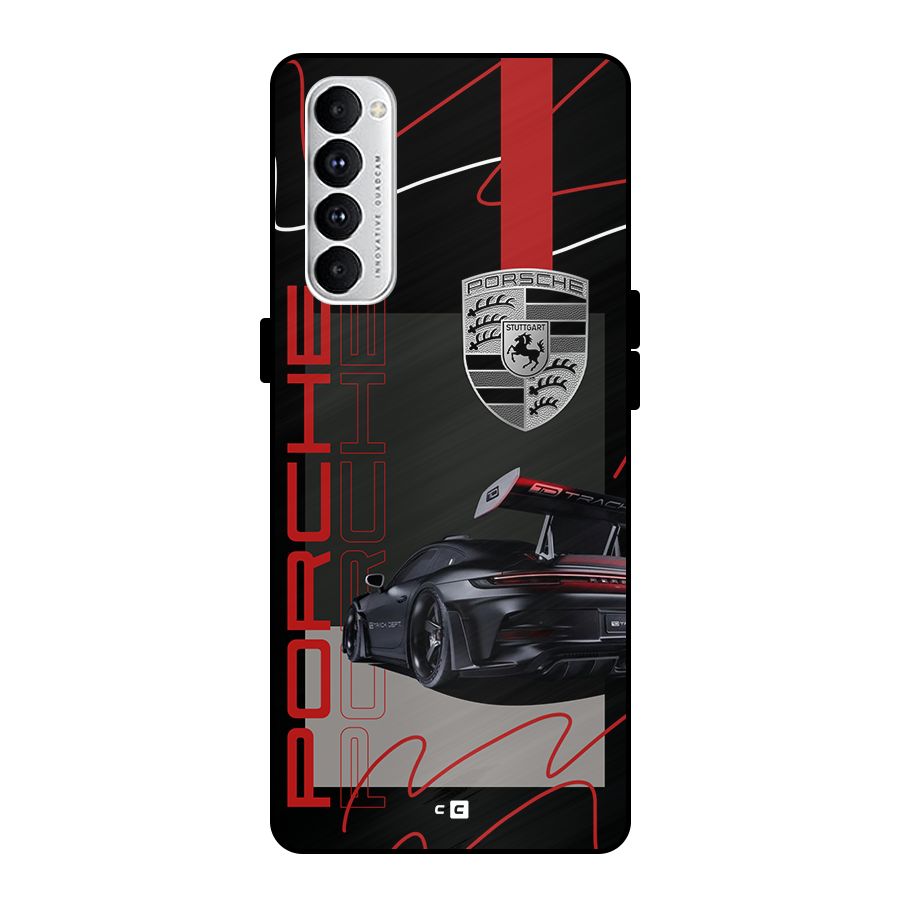 Classy Black Supercar Metal Back Case for Oppo Reno4 Pro