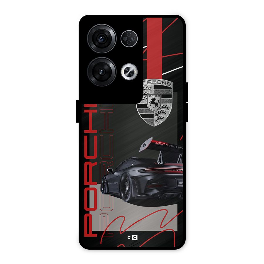 Classy Black Supercar Metal Back Case for Oppo Reno8 Pro 5G
