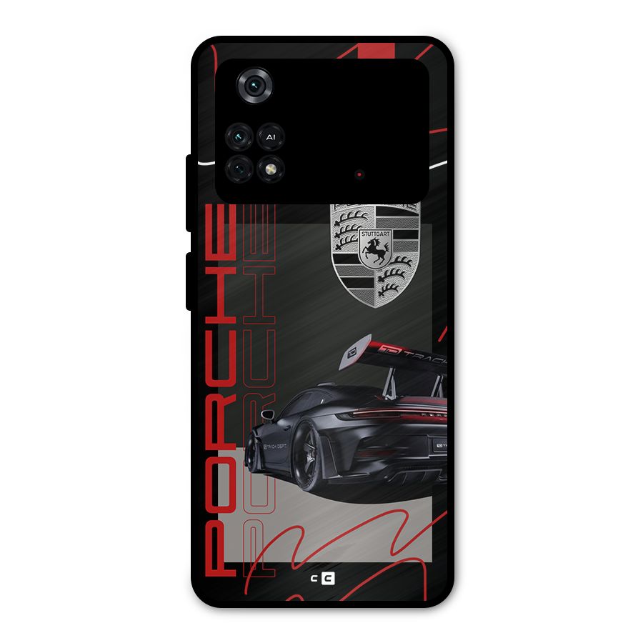 Classy Black Supercar Metal Back Case for Poco M4 Pro 4G