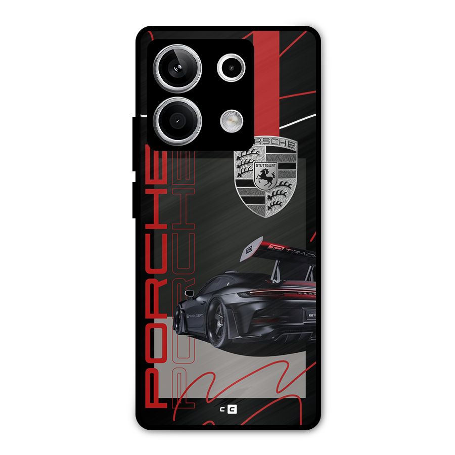 Classy Black Supercar Metal Back Case for Redmi Note 13 5G