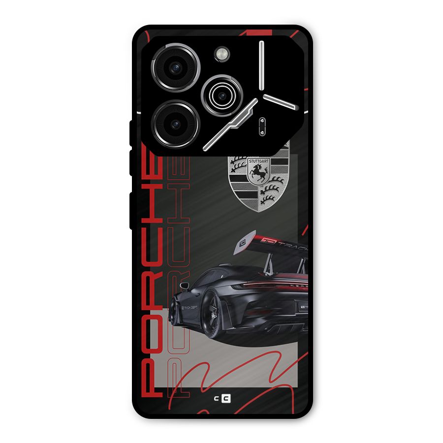 Classy Black Supercar Metal Back Case for Tecno Pova 6 Pro