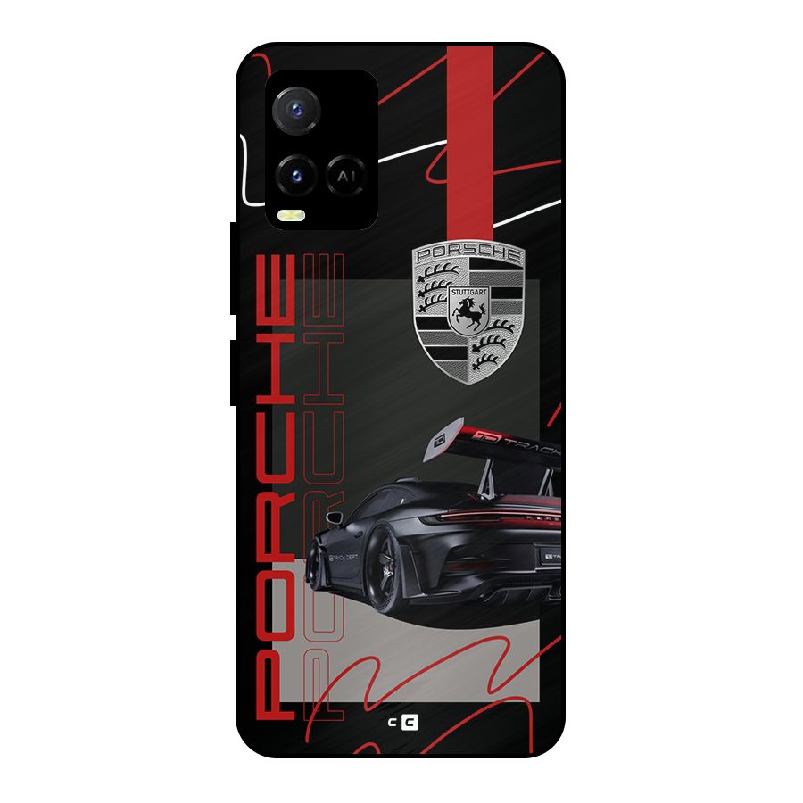 Classy Black Supercar Metal Back Case for Vivo Y21A