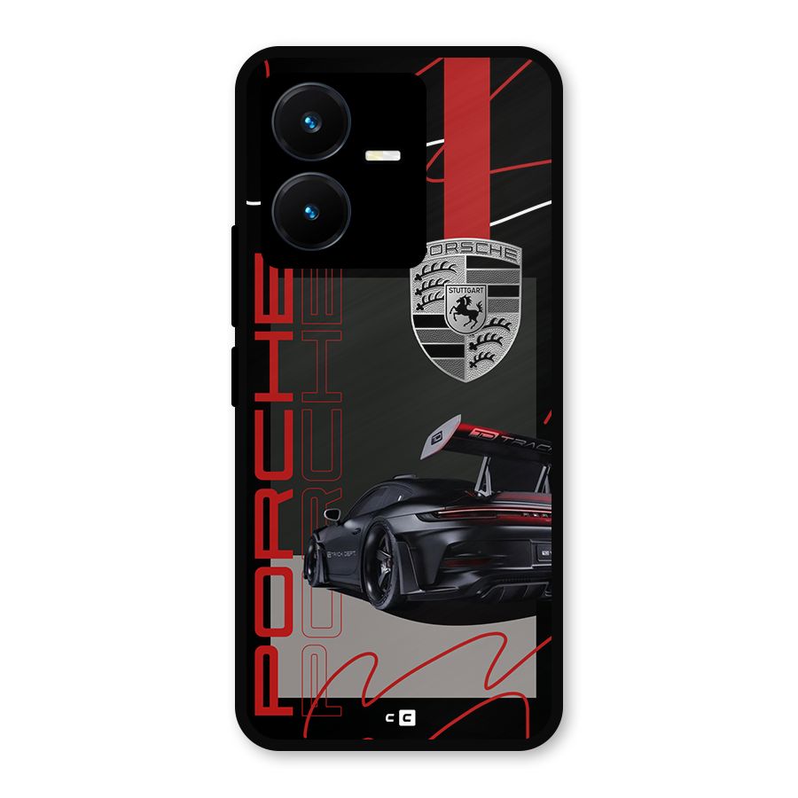 Classy Black Supercar Metal Back Case for Vivo Y22