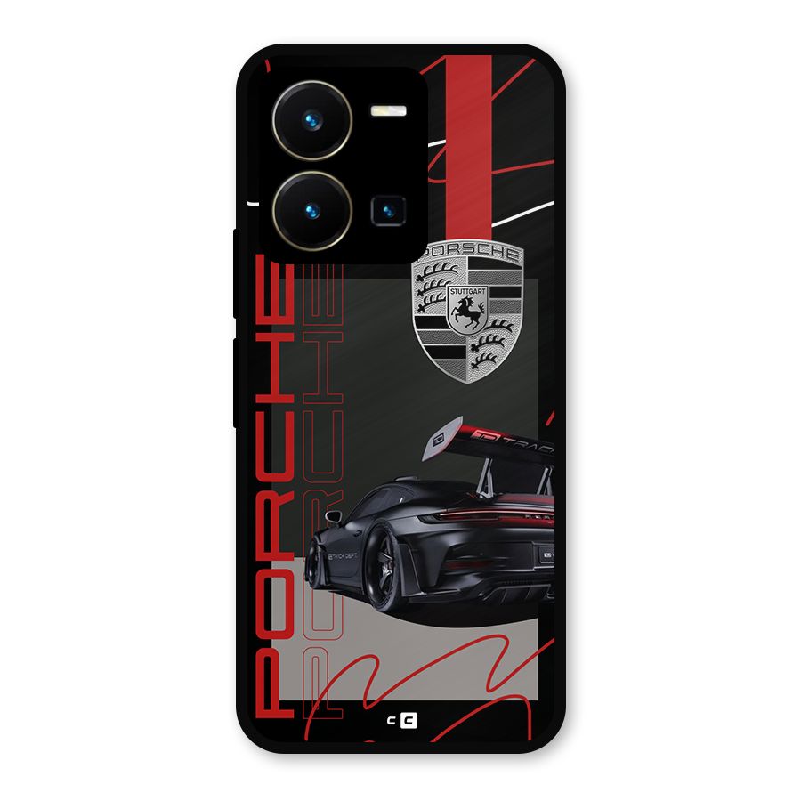 Classy Black Supercar Metal Back Case for Vivo Y35