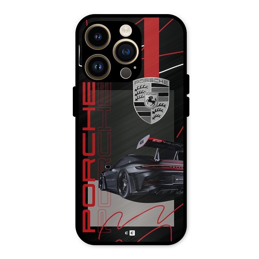 Classy Black Supercar Metal Back Case for iPhone 14 Pro
