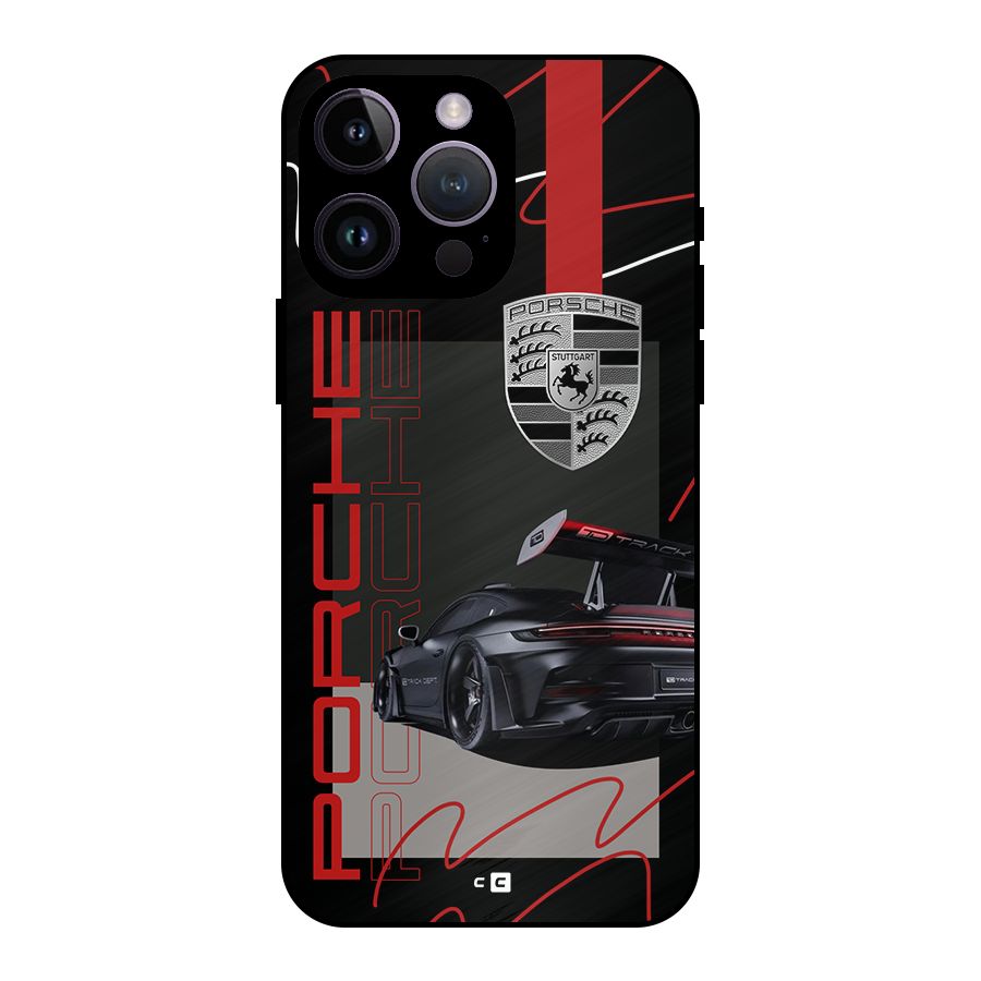 Classy Black Supercar Metal Back Case for iPhone 14 Pro Max