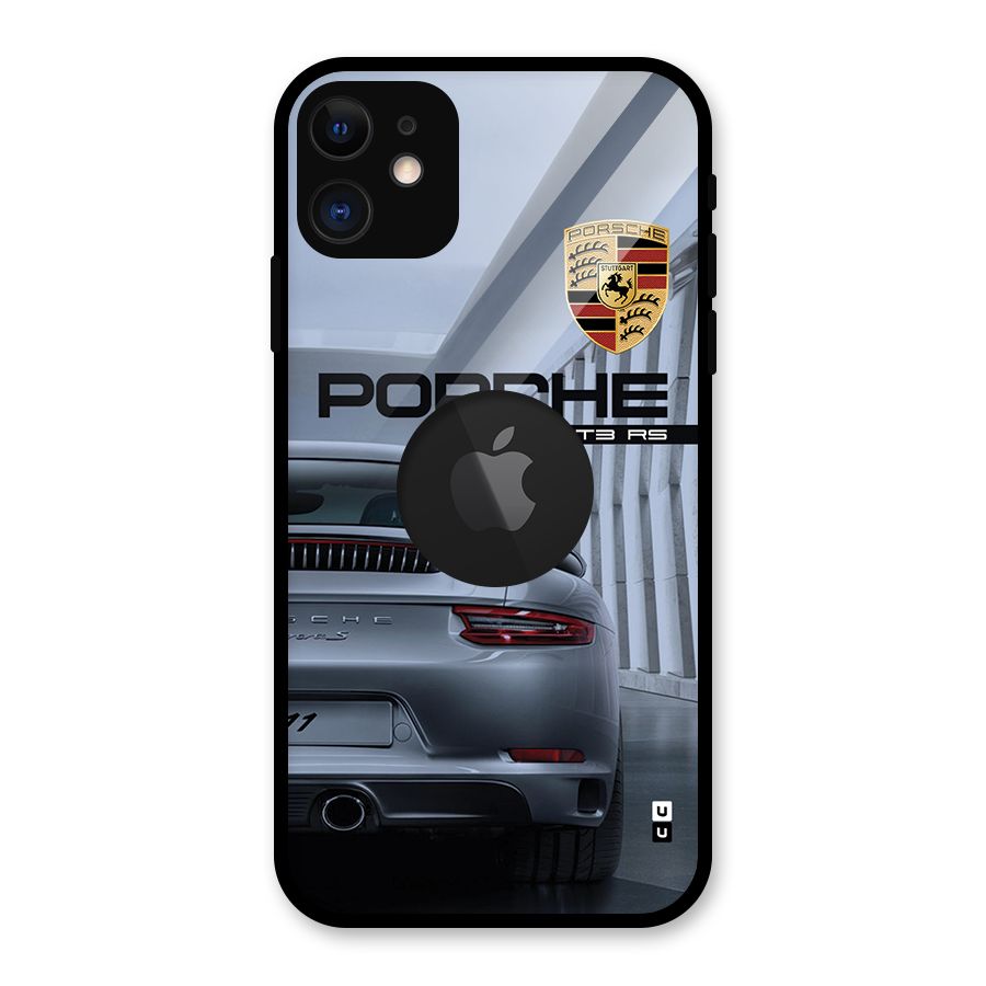 Classy Supercar Glass Back Case for iPhone 11 Logo Cut