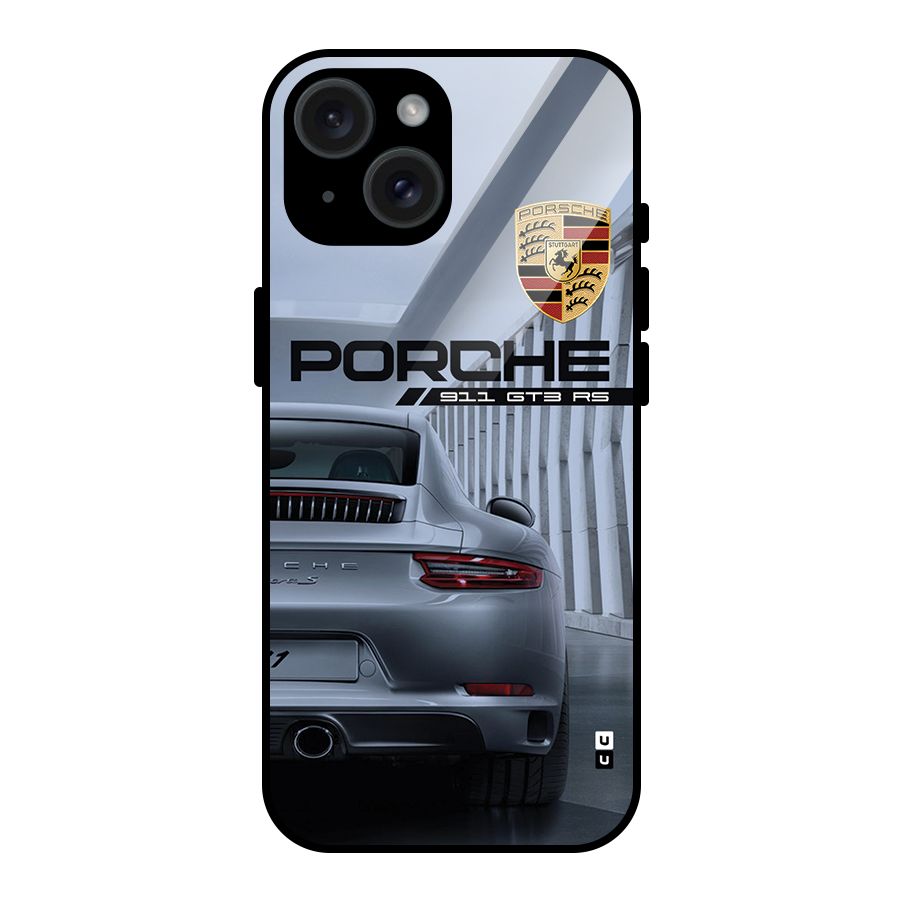 Classy Supercar Glass Back Case for iPhone 15