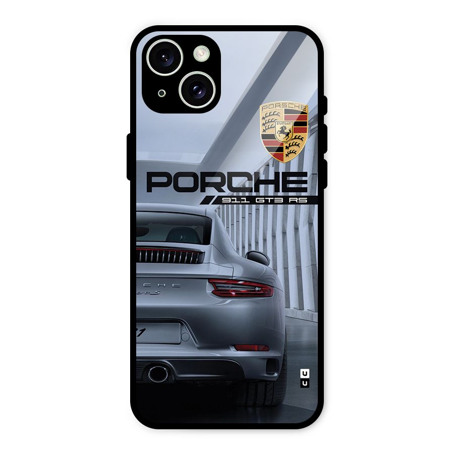 Classy Supercar Glass Back Case for iPhone 15 Plus