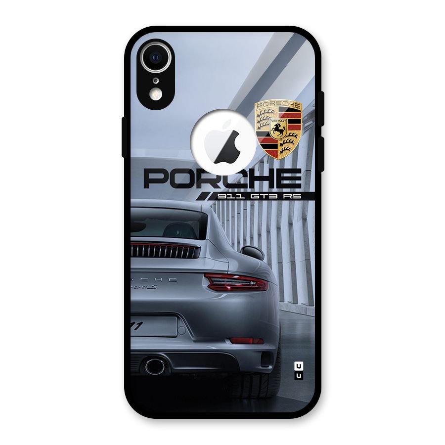 Classy Supercar Glass Back Case for iPhone XR Logo Cut