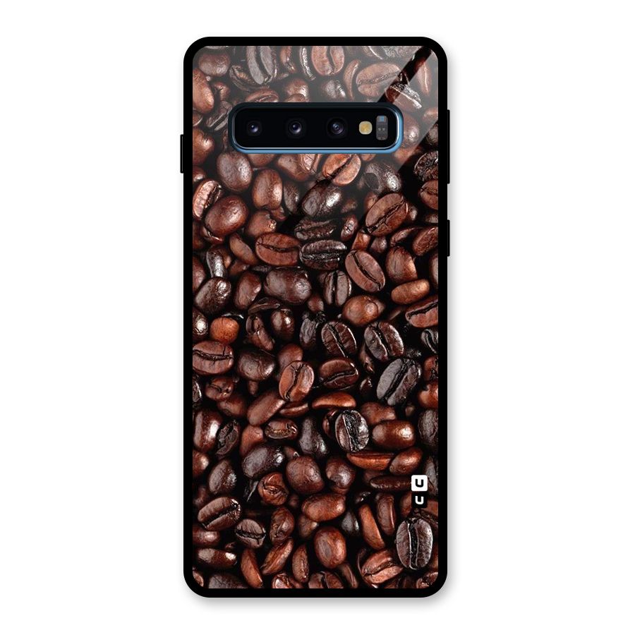 Coffee Beans Texture Glass Back Case for Galaxy S10