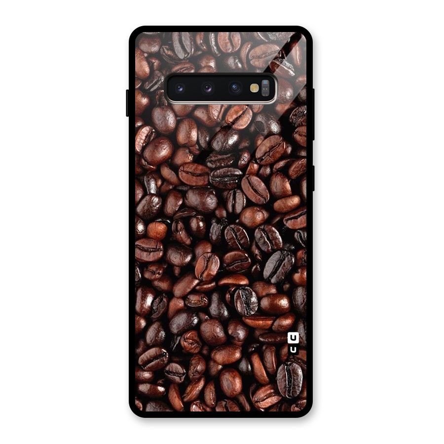Coffee Beans Texture Glass Back Case for Galaxy S10 Plus