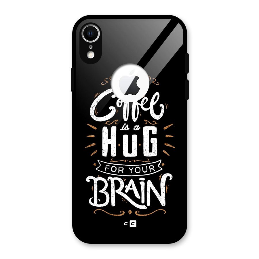 Coffee Brain Glass Back Case for iPhone XR Logo Cut