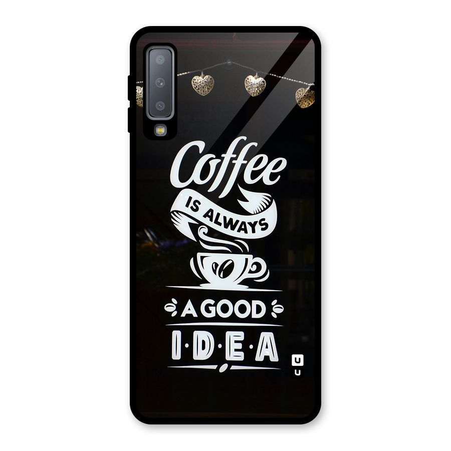 Coffee Idea Glass Back Case for Galaxy A7 (2018)