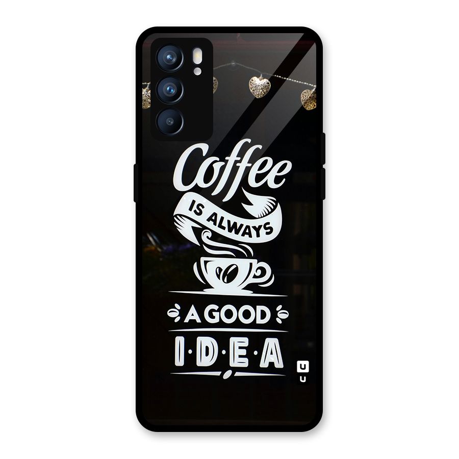 Coffee Idea Glass Back Case for Oppo Reno6 5G