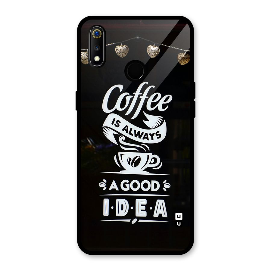 Coffee Idea Glass Back Case for Realme 3