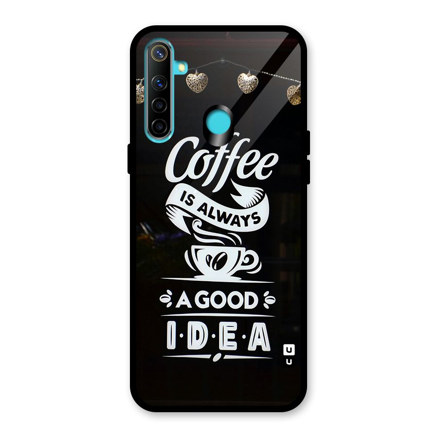 Coffee Idea Glass Back Case for Realme 5i