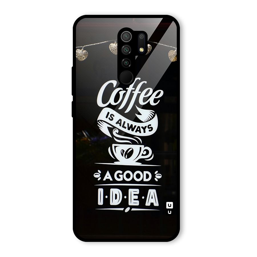 Coffee Idea Glass Back Case for Redmi 9 Prime