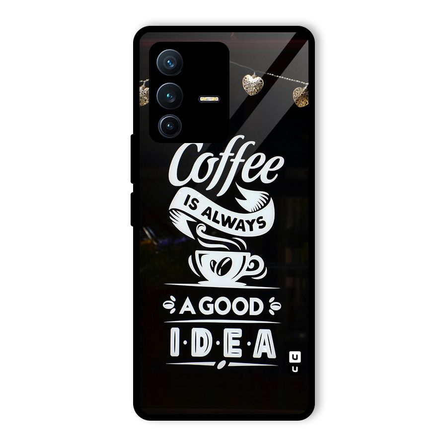 Coffee Idea Glass Back Case for Vivo V23 Pro