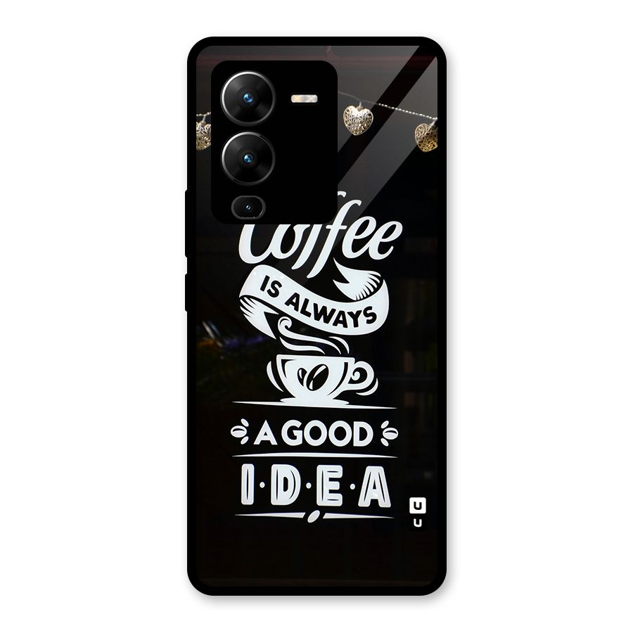 Coffee Idea Glass Back Case for Vivo V25 Pro