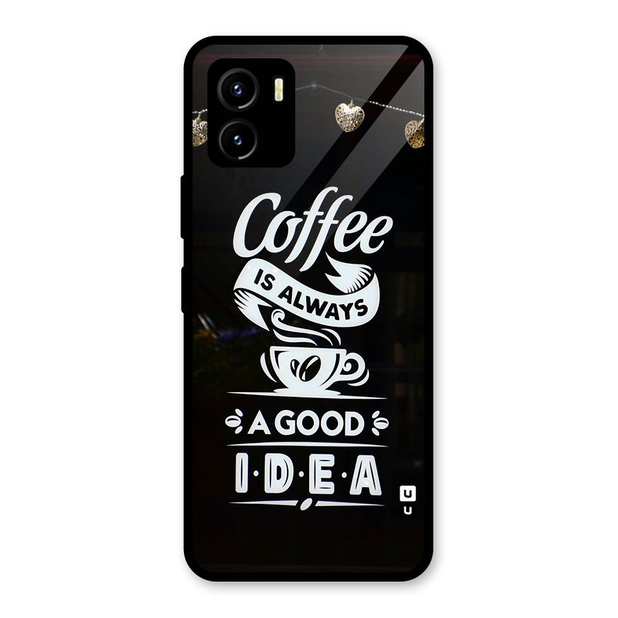 Coffee Idea Glass Back Case for Vivo Y15s
