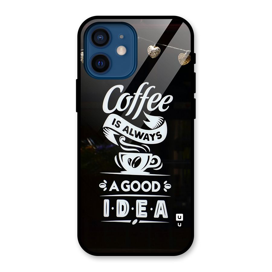Coffee Idea Glass Back Case for iPhone 12 Mini