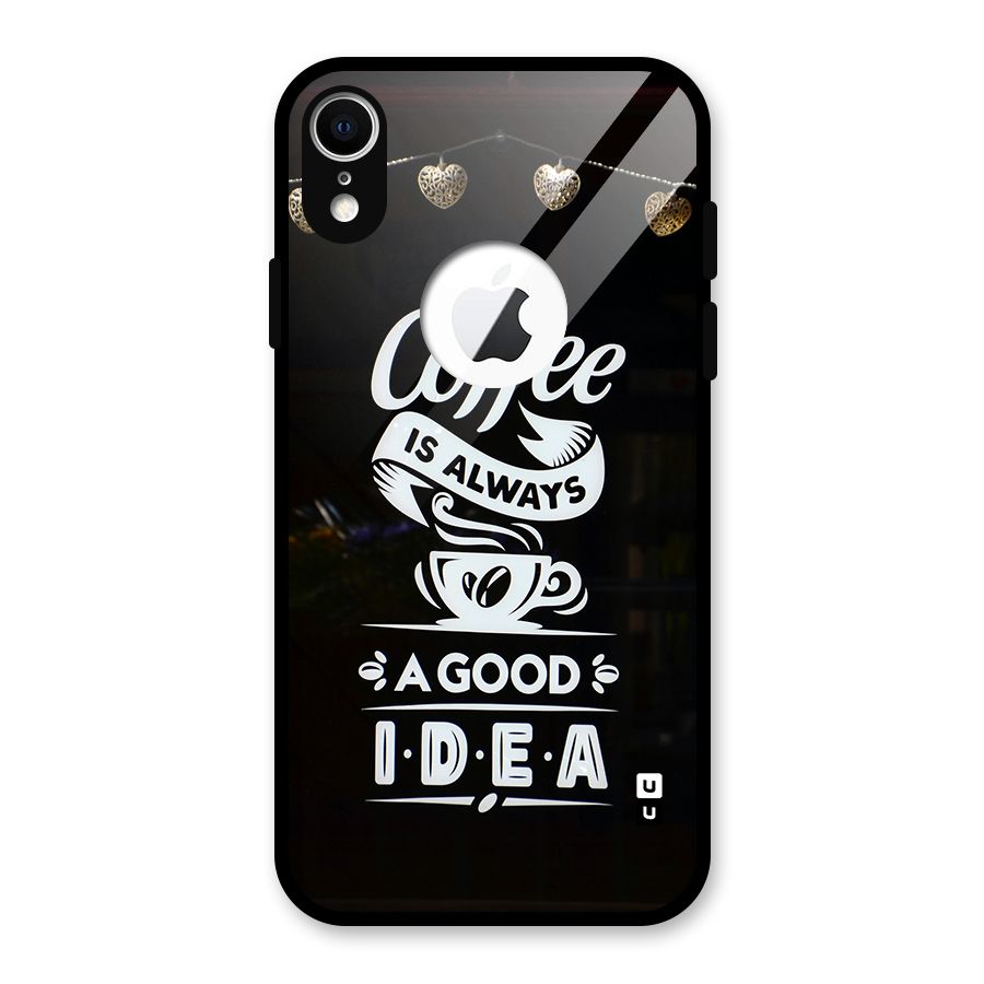 Coffee Idea Glass Back Case for iPhone XR Logo Cut